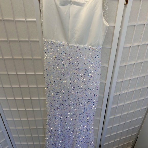 Ms Ord Formal Floor Length Sequin White Dress - Picture 5 of 5
